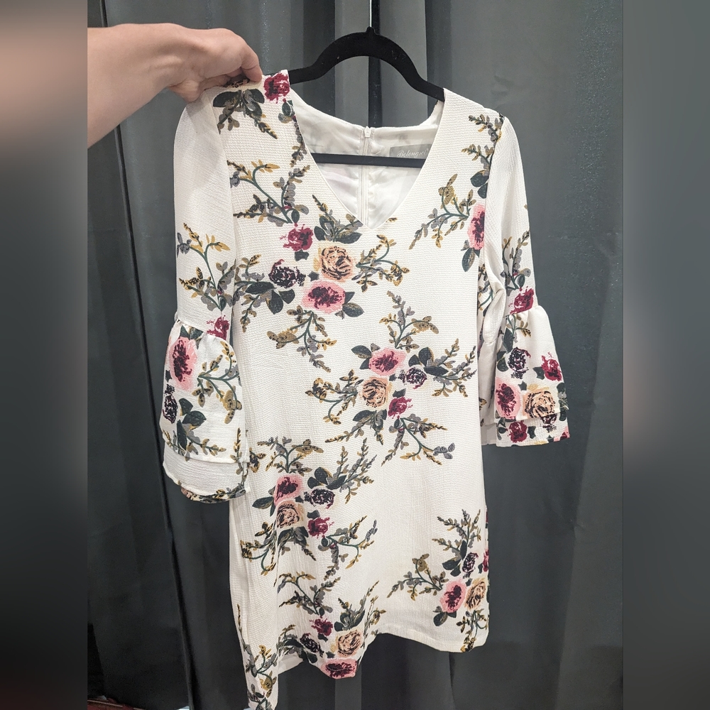 V Neck bell sleeve mini dress